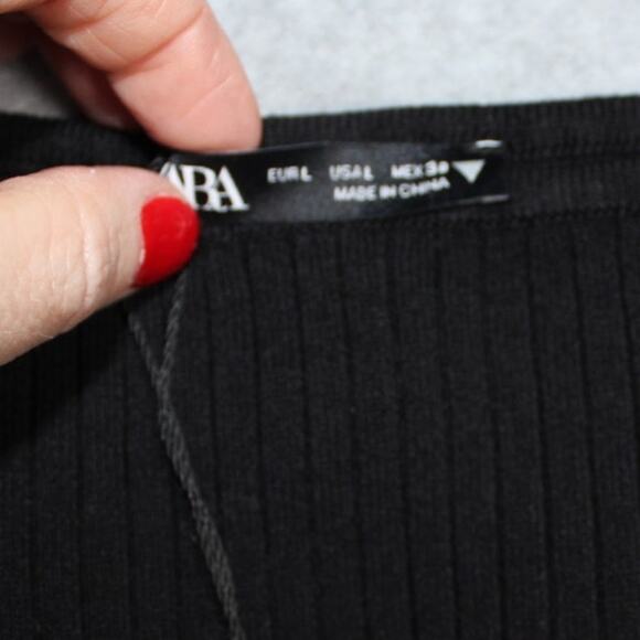 Zara New Black Off the Shoulder Crop Top Long Sleeve Size Large‎ - Picture 3 of 7